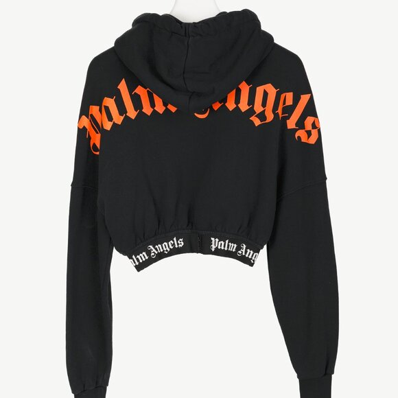Palm Angels Summer 2019 Black Cropped Logo Print Hoodie - Picture 3 of 12